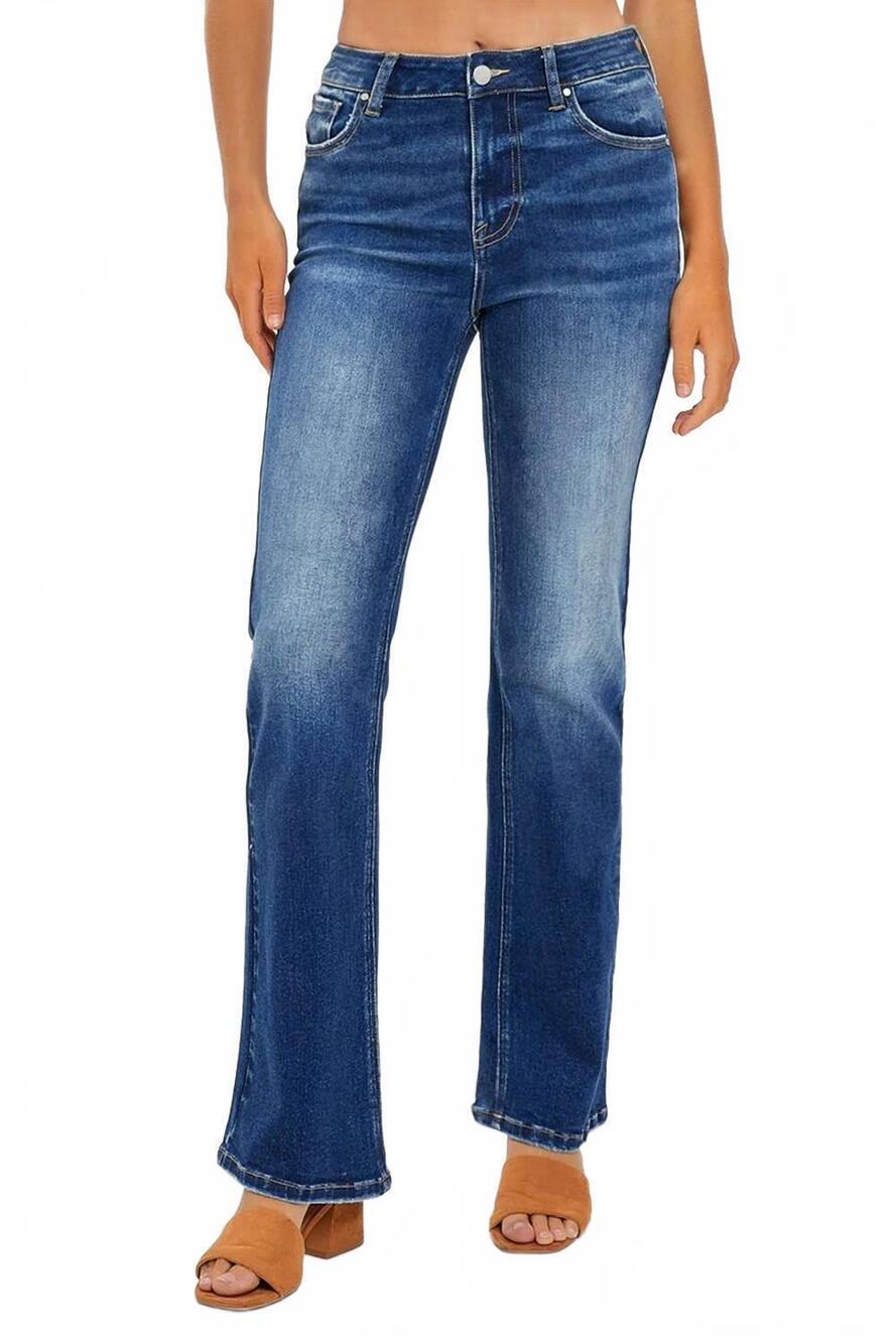 NEW RISEN mid rise relaxed bootcut jeans - plus in dark wash